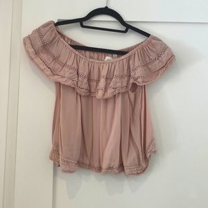 Wilfred off the shoulder crochet top in blush